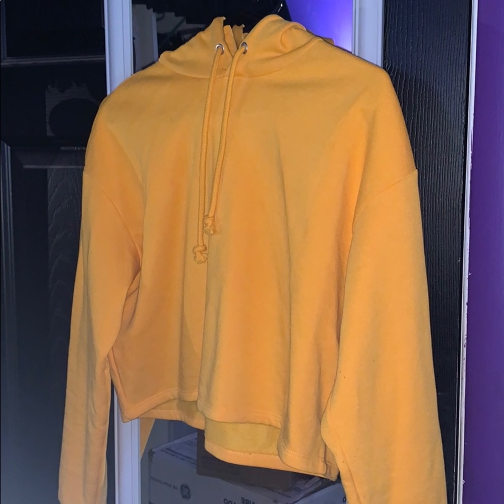 H&M Yellow Cropped Hoodie